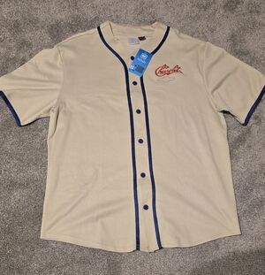 Men's Cream Baseball Jersey with Navy Accents